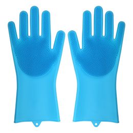 Cleaning Gloves Silicone Rubber Sponge Dishwashing Glove Household Scrubber Kitchen Clean Tools Kitchen