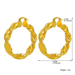 Gold Colour Twisted Light Hoop Earrings for Women Daily Use Party Jewellery Accessories