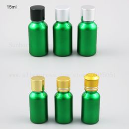 Empty green glass bottles with Black Gold Silver tamper evident cap reducer dropper 15ml 20ml Vial 12pcs