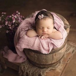 Ylsteed Stretch Cotton Newborn Wrap Baby Photo Props Soft Bubble Swaddle Newborn Photography Wraps Basket Suffer Blanket 201111