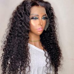 360 Lace Front Wig 26Inch 180%Density Black Long Kinky Curly for Women with Baby Hair Daily Wear Fibre Glueless seamless natural