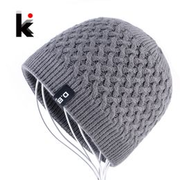 Men's Skullies Hat Beanies Winter Bonnet Knitted Wool Hat Add Velvet thick Caps Men Outdoor Casual Warm Knitting Gorros Homens Y201024