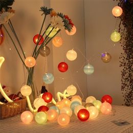 2.2m 20pcs Led Cotton Ball Garland Lights String Christmas Xmas Outdoor Holiday Wedding Party Baby Bed Fairy Lights Decorations Y201020