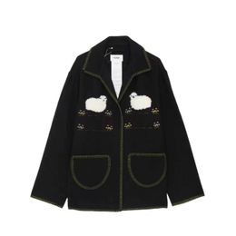 Men's Jackets Special / doublet shepherd lamb embroidered loose wool tweed cardigan jacket