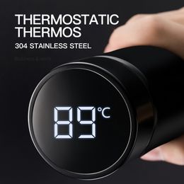 best water thermos UK - Temperature Display T Mug 304 Stainless Steel Keep Water Hot Portable Vacuum Flask Home Office Women Men Best Choice 450ml 201029