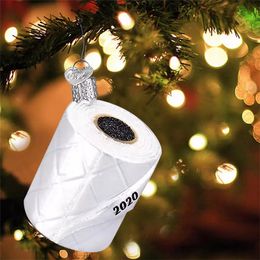 Free DHL 2020 Christmas Toilet Paper Decorations Christmas Tree Three-dimensional White Roll Paper Pendant DIY Keychain Pendant Decoration