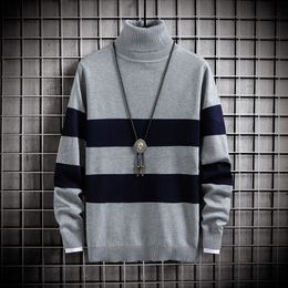 Casual Sweater Men Turtleneck Autumn Winter Slim Sweaters Knitted Pullovers Mens Clothing Warm Stretch Sweater Dropshipping 201022