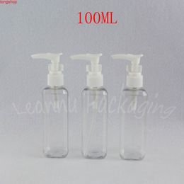 100ML Transparent Square Plastic Bottle , 100CC Empty Cosmetic Container Shower Gel / Shampoo Packaging Bottlegood qualtity