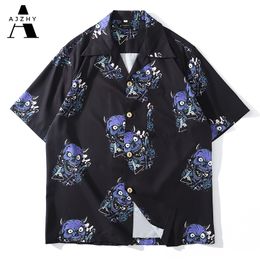 Devil Head Full Print Hawaiian Shirt Men Hip Hop Streetwear Harajuku Beach Shirt Black Thin Summer Shirts Short Sleeve Tops 2020 C1222