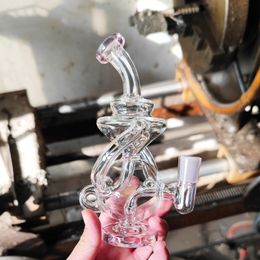 6.3 inch Height Smoking Pipe Thick Bent Neck Glass Bong Rig in Hookahs Pink Cute Transparent Water Bubbler Pipes Glass Bongs percolator with 10mm Male Joint Clear Bowl