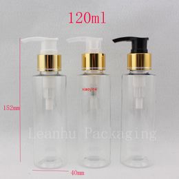 120ml X 40PC Empty Transparent Lotion Packaging Bottle With Gold Aluminium Collar,120CC Makeup Cream Containergood package