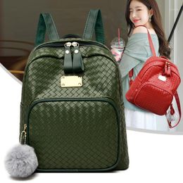 Storage Bags Fashion Single Shoulder Waterproof Woven Pattern Knited PU Bag Handbag Backpack MDZ 2822