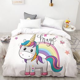 HD Digital Printing Custom Duvet Cover,Kids Child baby Quilt/Blanket case Queen Cartoon Bedding,Bedclothes Cute Stars Unicorn LJ201015