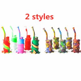 Drum Silicone Bong Water Pipes 8" inch Portable Camouflage Rigs Detachable Hookahs Unbreakable Smoking Oil Concentrate Pipe