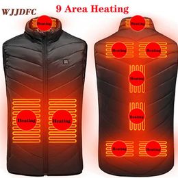 WJJDFC 9pcs Heated Vest Men Women Usb Heated Jacket Heating Vest Thermal Clothing Hunting Vest Winter Heating Jacket Black 220208