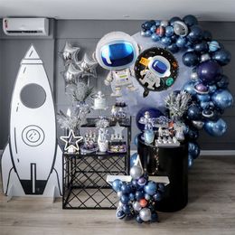 89pcs Outer Space Party Rocket Astronaut Foil Balloons Galaxy Theme Boy Birthday Decoration Air Globals Kids Favour 220217