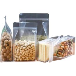 Reusable Airtight Food Storage Bags Frosted Transparent Plastic Pouch Resealable Flat Bottom Zipper Bag for Coffee Tea Snack