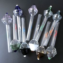 Straight Type Oil Burner Pipe Colourful Thick Pyrex Glass Smoking Pipes 14cm Herbal Accessories Chicha DHL