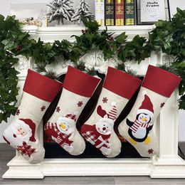 New Year Christmas Stocking Hanging Santa Claus Socks Candy Socks Festival Christmas Decoration For Home