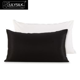 LilySilk Pillowcase Silk Cotton Underside Zipper 100 Mulberry 22 momme Natural for Hair Luxury 40x40 50x90cm 50x50 Free Shipping 201212