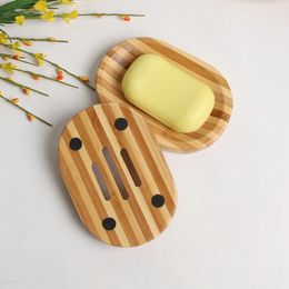 Wooden Soap Dishes Tray Holders Natural Bamboo Dish Storage Soaps Rack Plate Box Container for Bath Shower Bathroom LXL572