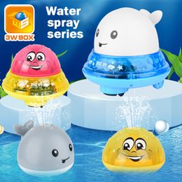 Funny Infant Bath Toys Baby Electric Induction Sprinkler Ball whale with Light Music Children Water Play Ball Bathing Kids LJ201019