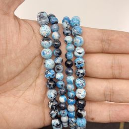 1 Strand Lot 6 8 10mm Natural Sky Blue Flame Agat Stone Bead Round Loose Spacer Beads For Jewellery Making Findings Diy H jllBAc