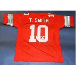 3740 CUSTOM Ohio State Buckeyes #10 TROY SMITH CUSTOM STYLE JERSEY RED College Jersey size s-4XL or custom any name or number jersey