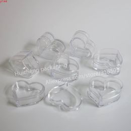 100 x 3g Small Clear Heart Shaped Plastic Cream Make up Jar Pot for nail art glitters usegood qualtity