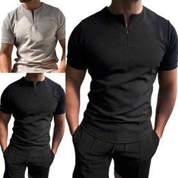 80% Dropshipping!!Men's T-shirt Solid Color Loose Summer Short Sleeve Round Neck Casual Top Party Y220214