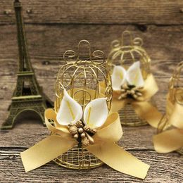 30pcs Golden Wedding Candy Box Tinplate Birdcage Bell Shape Gift Boxes Birthday Favor Decorative Packaging Box Party Supplies H1231