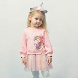 LZH Autumn Winter Kids Casual Long Sleeve Dress For Girls Unicorn Party Rainbow Tutu Princess Dress Children Clothing 2-7 Years LJ200923