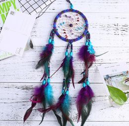 Home Decoration Craft Gift Dreamcatcher Fashion Style Wooden Beads Feather Pendant Dream Catcher Net Wall Hanging Decoration