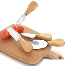 Cheese Knife Set Oak Handle Cheese Tools Fork Shovel Kit Graters Baking Pizza Slicer Cutter Kkf2022 Rartj