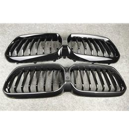 Auto Front Bumper Grilles ABS Glossy Black For B-MW 5 Series G30 G38 Carbon Fibre Kidney Mesh Car Grille