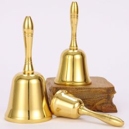 School Hand Bells for Children Christmas Copper Bell Hanging Ornaments Gold Small Large Jingle Bells for Crafts Hotel Metal Bell 201127
