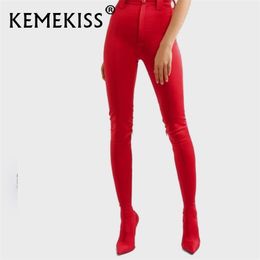 KemeKiss Taglia 34-48 Stivali elasticizzati da donna Pantaloni da donna Elasticità sottile sopra il ginocchio Pantaloni due in uno combinati 220224