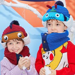 Winter Children Warm Ear Protection Trapper Hat Set Cute Outdoor Windproof Ushanka Hats Boys Girls Kid Cap New Year Gifts Hat CFYL0182