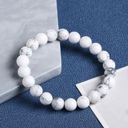Turquoise White Howlite Stone Bead Bracelet, Energy Energy Bangle, Christmas Gift, Wholesale