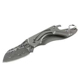 Small Folding Knife Damascus Steel Blade TC4 Titanium Alloy Handle EDC Tools H5379