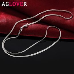 AGLOVER New 925 Sterling Silver 16 18 20 22 24 26 28 30 Inch 2mm Snake Chain Necklace For Woman Man Fashion Charm Jewellery Gift1253T