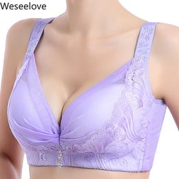 Plus Size Bra Gorge Non-Steel Ring Lace Sexy Large Cup Womens Push Up Decompression Adjustable Bras New Summer 38E 50E E81 201202