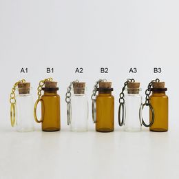 360 x 10ml Refillable Empty Glass Bottle Cork Pendant Vial Key Chain 1/3oz Vials for Gift Wedding Using