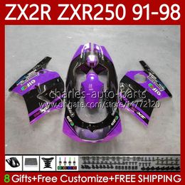 Body For KAWASAKI NINJA ZX2R ZXR250 ZX 2R 2 R R250 ZXR 250 89-98 85No.18 ZX-2R ZXR-250 Purple Black 91 92 93 94 95 96 97 98 ZX-R250 1991 1992 1993 1994 1995 1996 1997 1998 Fairing