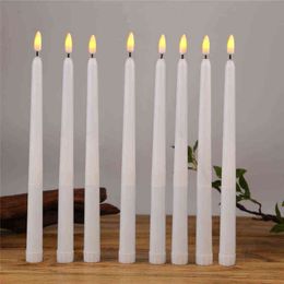 12 Pieces Plastic Flameless Battery Operated LED Candles,Yellow Amber Flickering Halloween Taper Candles For Event and Party H1222