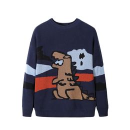 Men Pullover Sweater Cotton Cartoon Crocodile Knitted Sweater for Men Winter Clothing Oversize Pattern Pull Homme Adult Full 3XL 201104