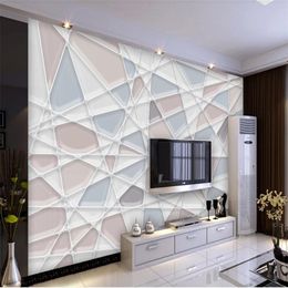 Modern minimalist line square art TV background wall 3d murals wallpaper for living room