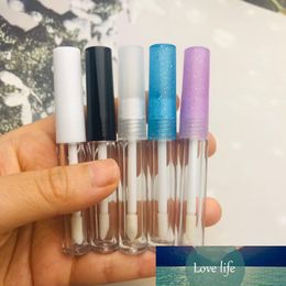 50/100/200/pcs 1.3ml Clear Empty Lip Gloss Tube, Blue/Purple Lid Plastic Liquid Lipstick Container, Black Round Lipgloss Bottle