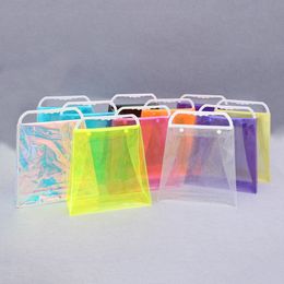 PVC Laser Shopping Bag PVC Transparent Plastic Handbag Colourful Packaging Bag Fashion Shouder Handbags Storage Bags Tools LLS583