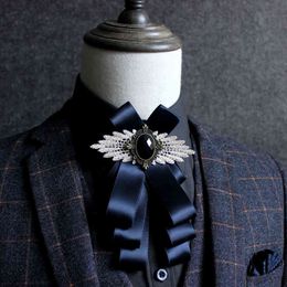 New Luxury Black Rhinestone Handmade Bow Tie Men's Wedding Groomsman High-end British Boy Business Suits Shirt Bowtie Butterfly Y1229